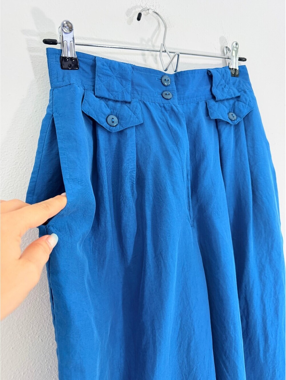 SK & Company 100% Silk Blue Wide Leg Pleated Pants Size S High Rise - Picture 3 of 9
